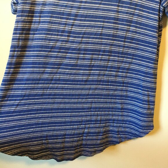 Rayon Blend Made in Canada Blue & White Barcode Striped Tee - Picture 6 of 15